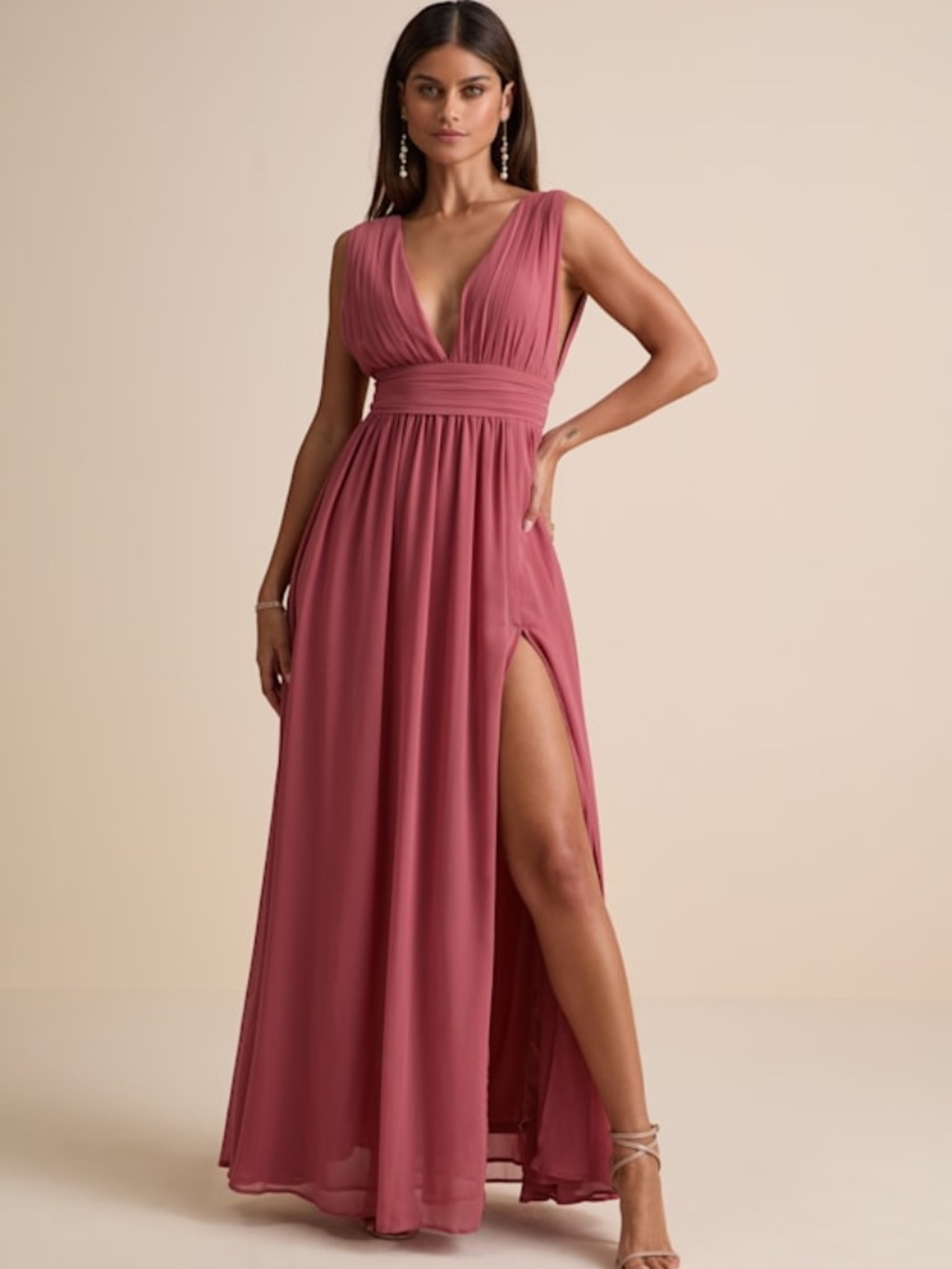 NWT Lulus Heavenly Hues Desert Rose Maxi Dress Pink - Size M